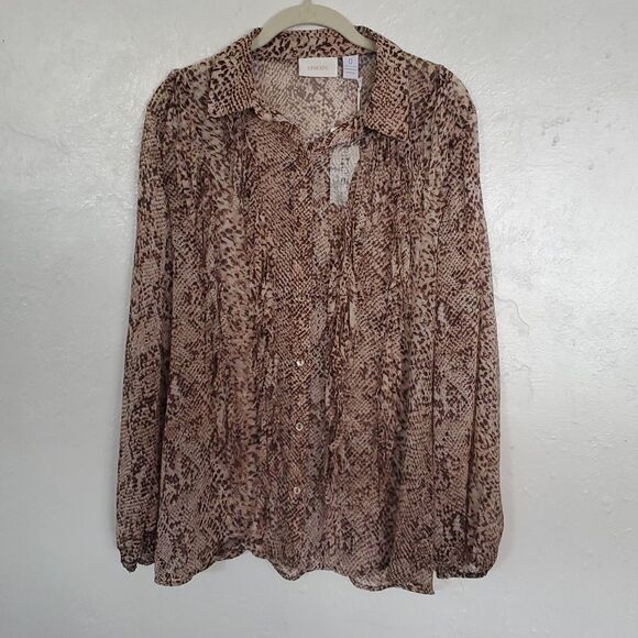 Chicos Eccentric Animal Fringe Blouse - Picture 1 of 6